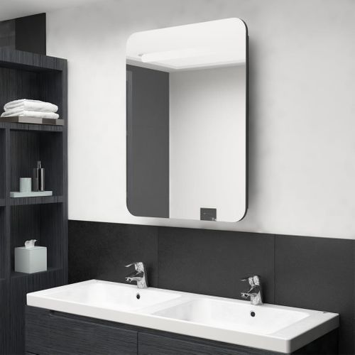 Maison Du'monde - Badkamerkast Met Spiegel En Led 60x11x80 Cm Glanzend Zwart